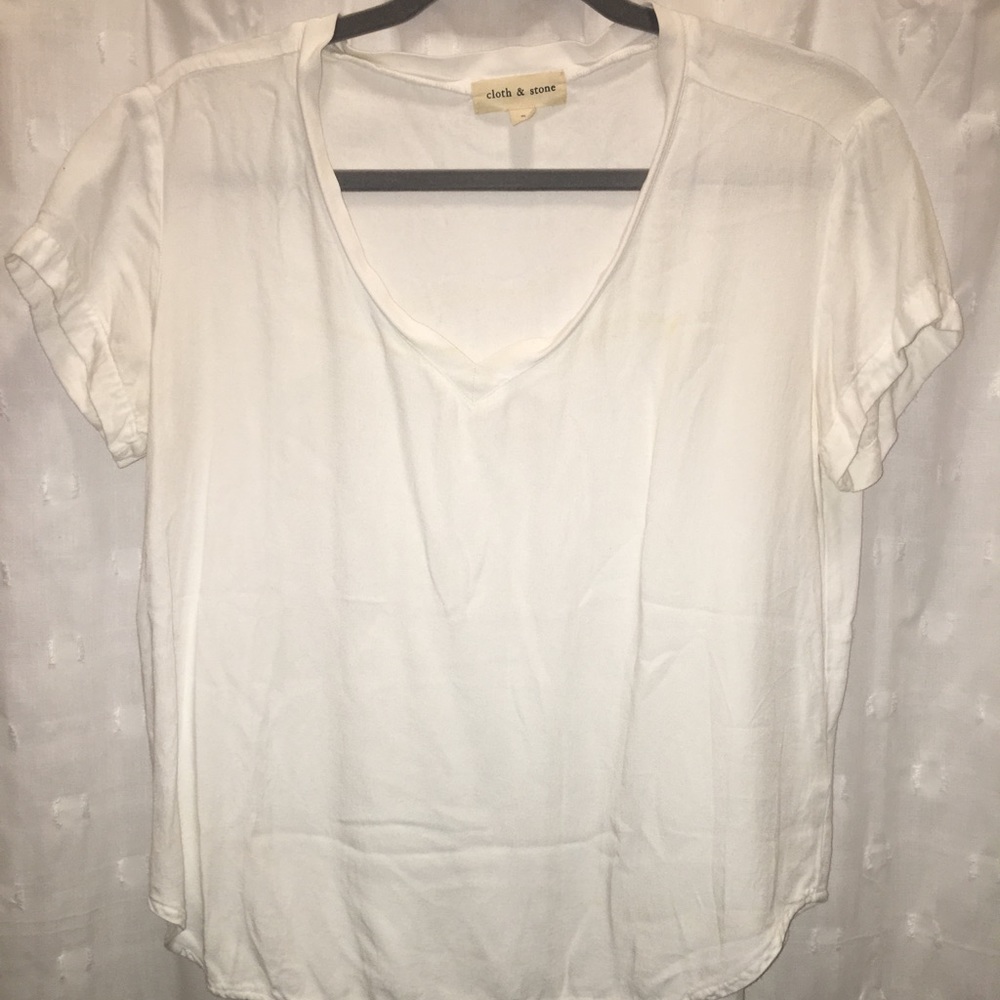 CLOTH & STONE Relaxed White V-Neck T-Shirt